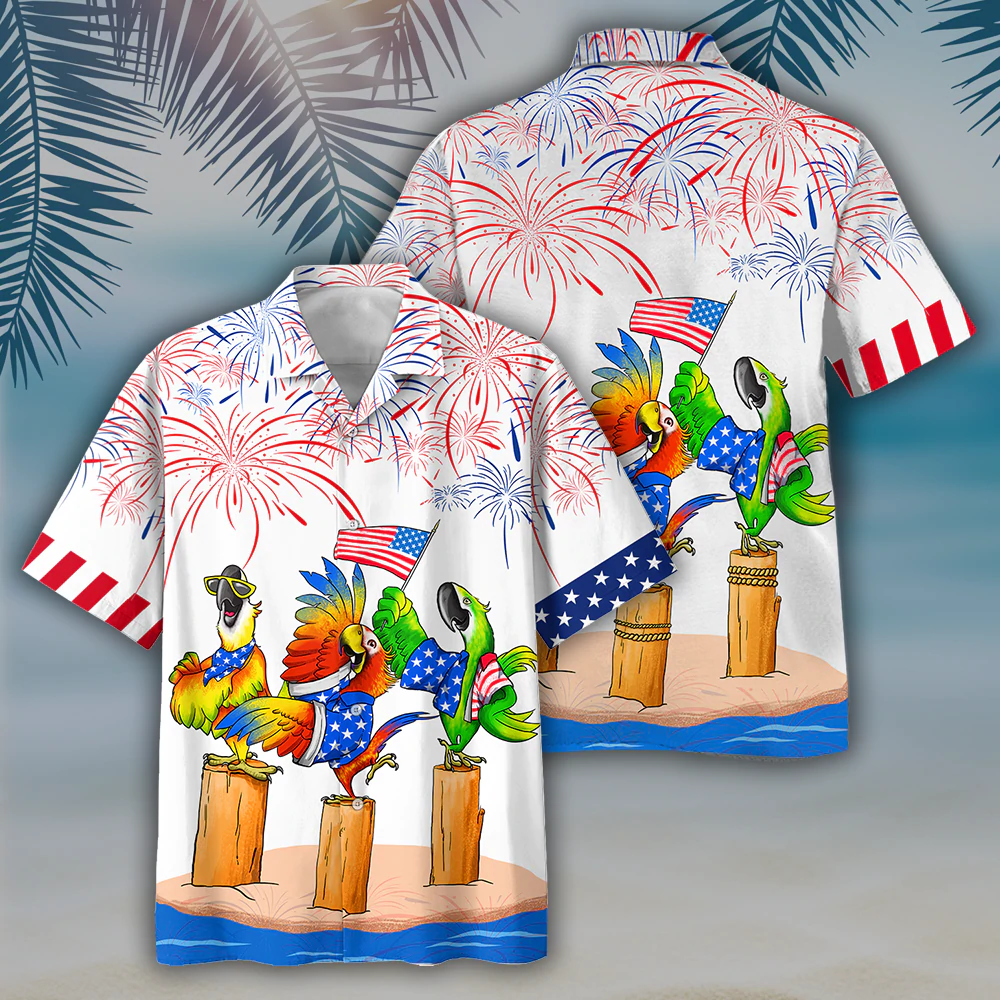 Parrot Hawaiian Shirts - Independence Day Is Coming, USA Patriotic Hawaiian Shirt HO0722