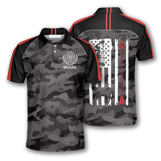 Archery Camouflage American Flag Custom Archery Shirts for Men, Idea Gift for Archery Lover AO0020