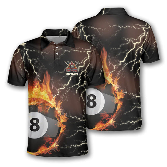 Tendpins 8 Ball On Fire Billiard Personalized Name Unisex Shirt BIA0501