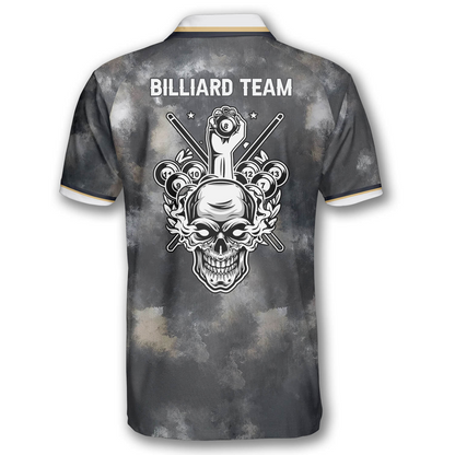 Faded Skull Custom Billiard Shirts for Men, Custom Billiard Shirts for Team, Billiard Polo Shirts SO0805