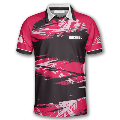 3D All Over Print Pink Grunge Custom Billiard Polo Shirts for Men, Idea Cool Gift for Billiard Team SO0890