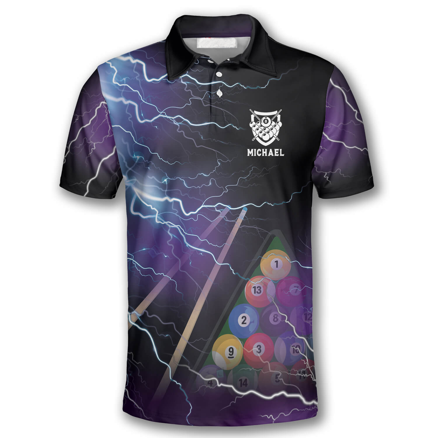 Billiard Pool Balls Thunder Lighting Custom Billiard Shirts for Men, Perfect Gift for Billiard Player SO1387