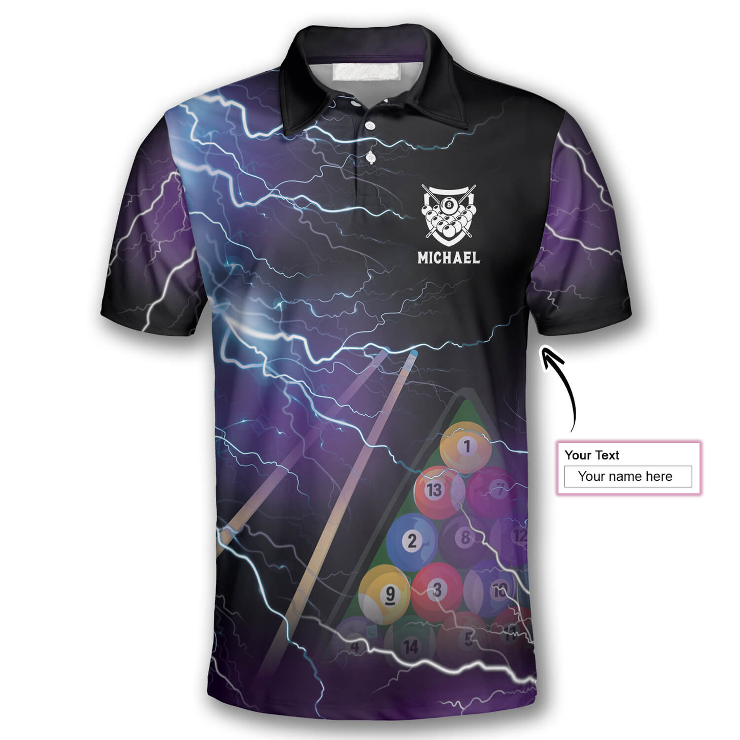 Billiard Pool Balls Thunder Lighting Custom Billiard Shirts for Men, Perfect Gift for Billiard Player SO1387