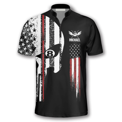 Punisher Skull Flag Custom Billiard Jerseys for Men, Flag USA Billiard Shirt, Skull Shirt SO0884