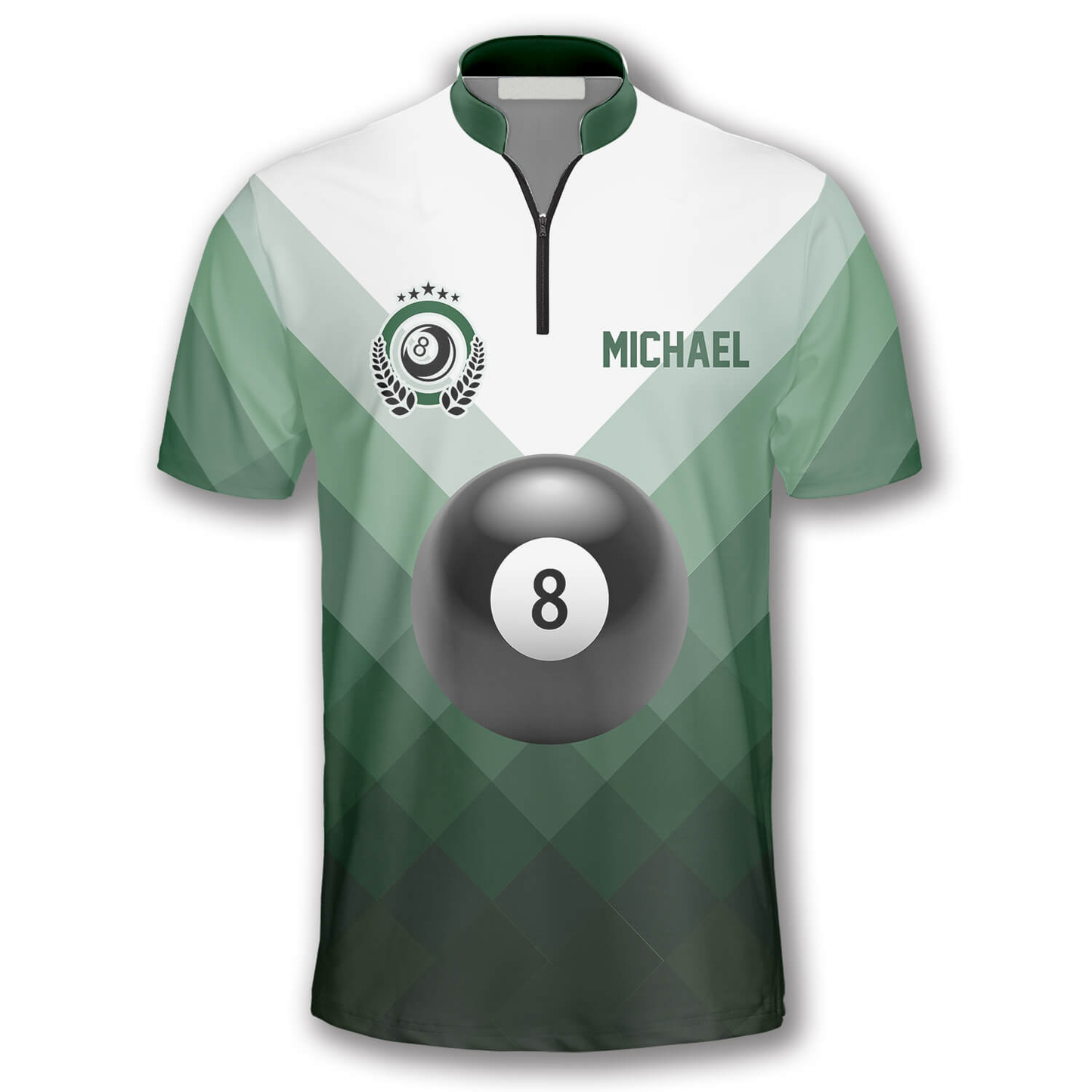 Ball 8 Green Sports Style Custom Billiard Jerseys for Men, 3D All Over Print Billiard Jersey Shirt SO0883