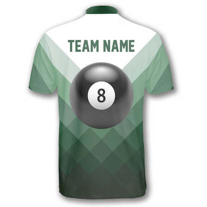 Ball 8 Green Sports Style Custom Billiard Jerseys for Men, 3D All Over Print Billiard Jersey Shirt SO0883