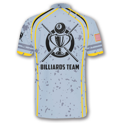 Grey Black Grunge Style Custom Billiard Jerseys for Men, 8 Ball Billiard Shirt SO0609