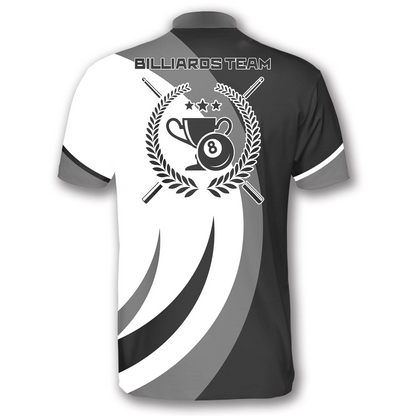 Black Grey Silhouette Custom Billiard Jerseys for Men, Team Billiard Shirt, Uniform Billiard Team SO0755