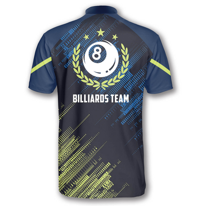 Green Blue Sports Style Custom Billiard Polo Shirt for Men, Uniform for Team Billiard SO0758