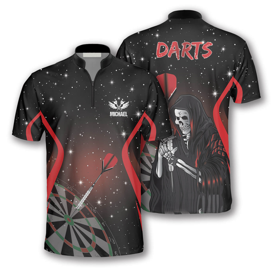 Grim Reaper Red Black Version Custom Darts Jerseys for Men, Perfect Gift for Dart Player SO1378