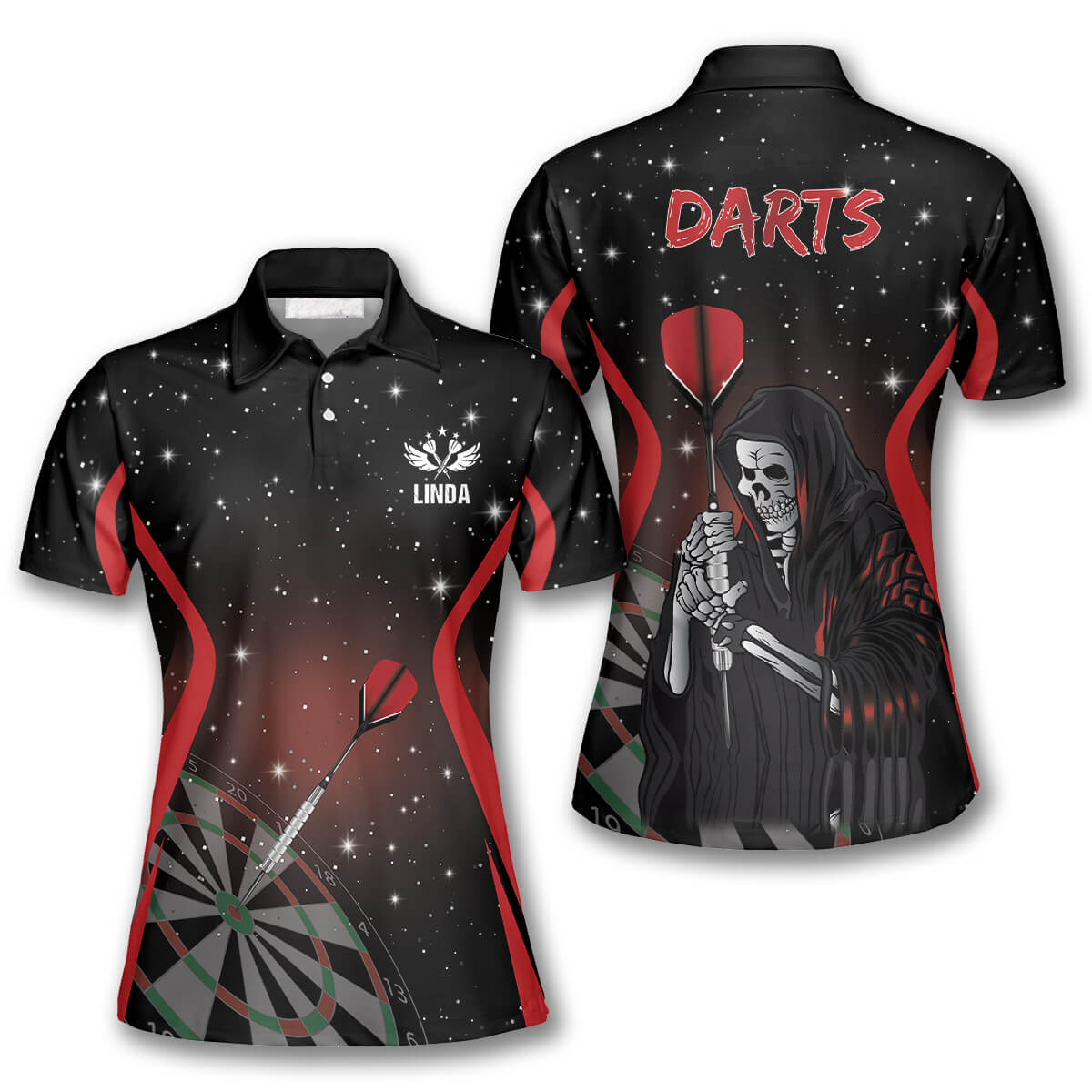 Darts Grim Reaper Stars Custom Darts Shirts for Women, Dart Shirt, Dart Gift DMO0106