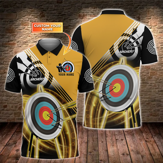 Personalized With Name Yellow Archery T Shirts, Custom 3D Archery Shirts, Gift For Archery Lover AO0005