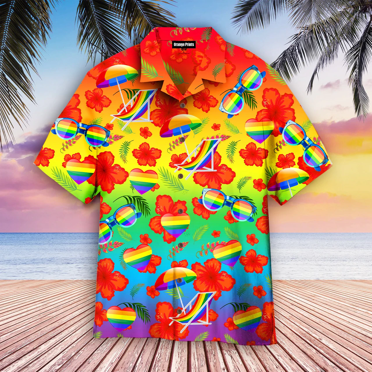 Pride Month Hibicus With LGBT Flag Hawaiian Shirt, LGBT shirt, Lesbian shirt, gay shirt HO1134