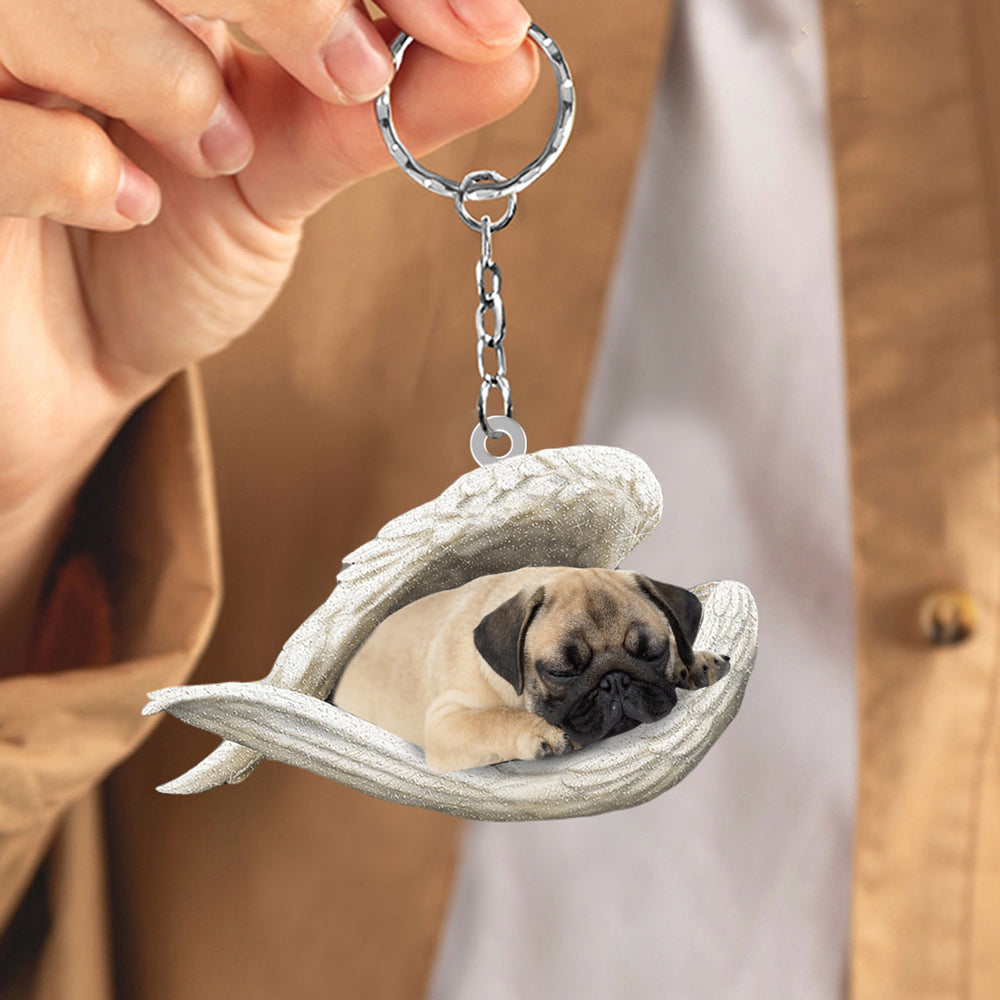 Pug Sleeping Angel Acrylic Keychain Dog Sleeping keychain KO0230