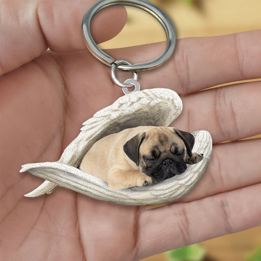 Pug Sleeping Angel Acrylic Keychain Dog Sleeping keychain KO0230