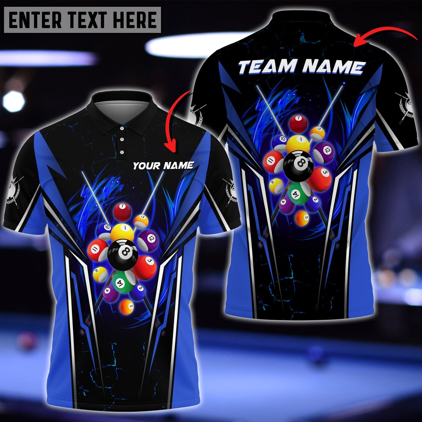 Tendpins Billiards 8 Ball Personalized 3D Shirt (Multi Color Options) BIA0203