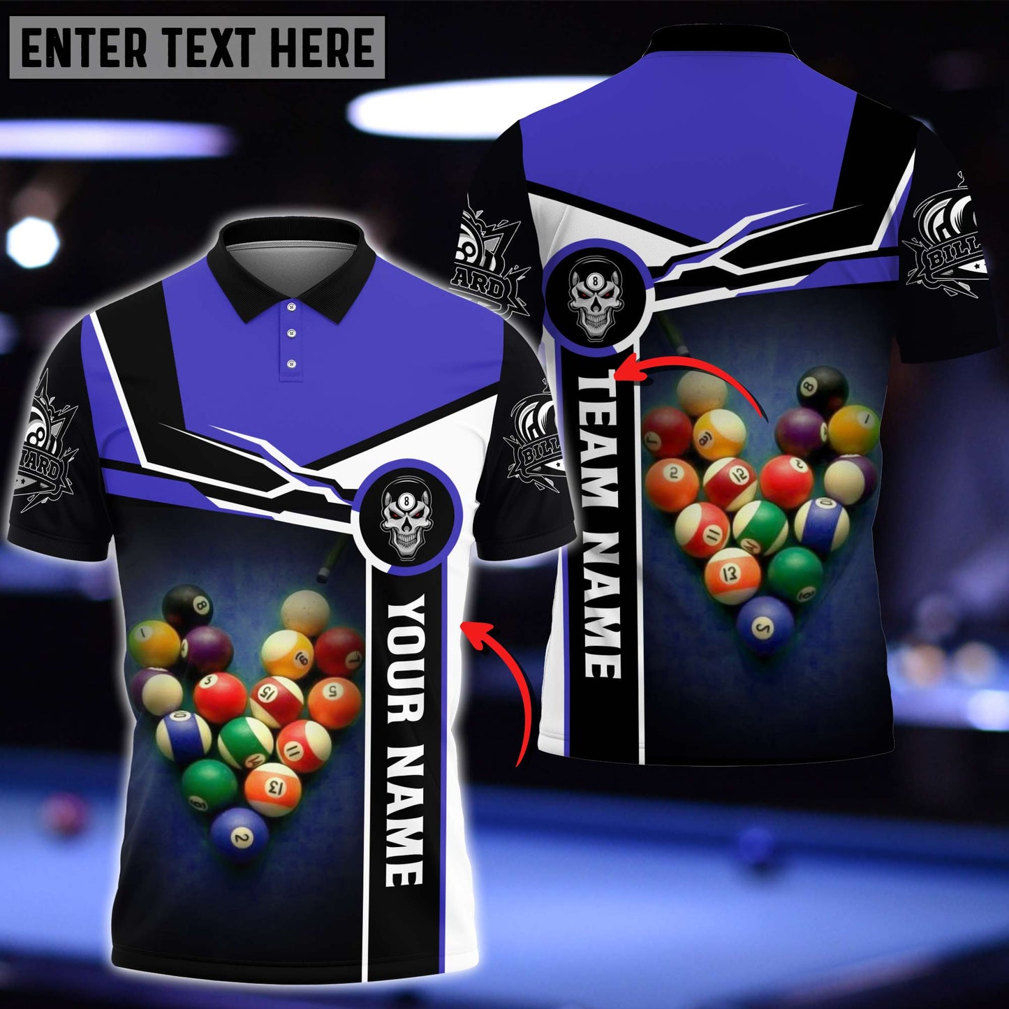 Tendpins Personalized Name Billiards Master Polo Shirt (Multi Color Options) BIA0620