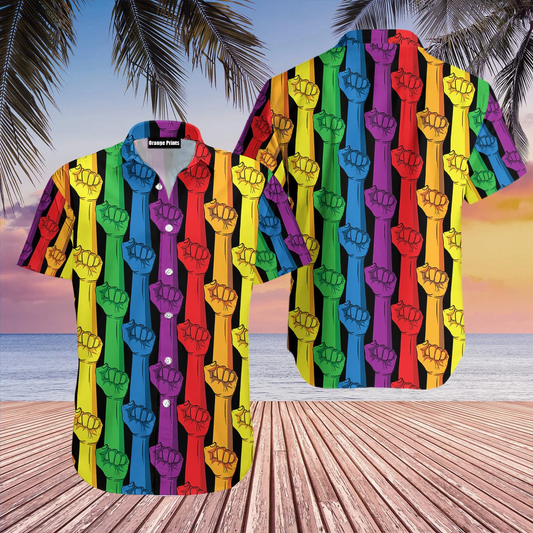 Rainbow Color Lgbt Gay Pride Hand Pattern Hawaiian Shirt HO1142