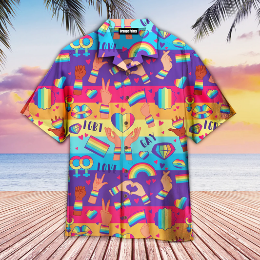 Rainbow LGBT Rights Symbols Hawaiian Shirt, LGBT shirt, Lesbian shirt, gay shirt HO1138