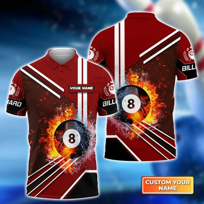 Dead Stroke Pool 8 Ball Skull On Fire 3D Polo Shirt, Billiard shirt for men, Gift For Billiard Players SO1380