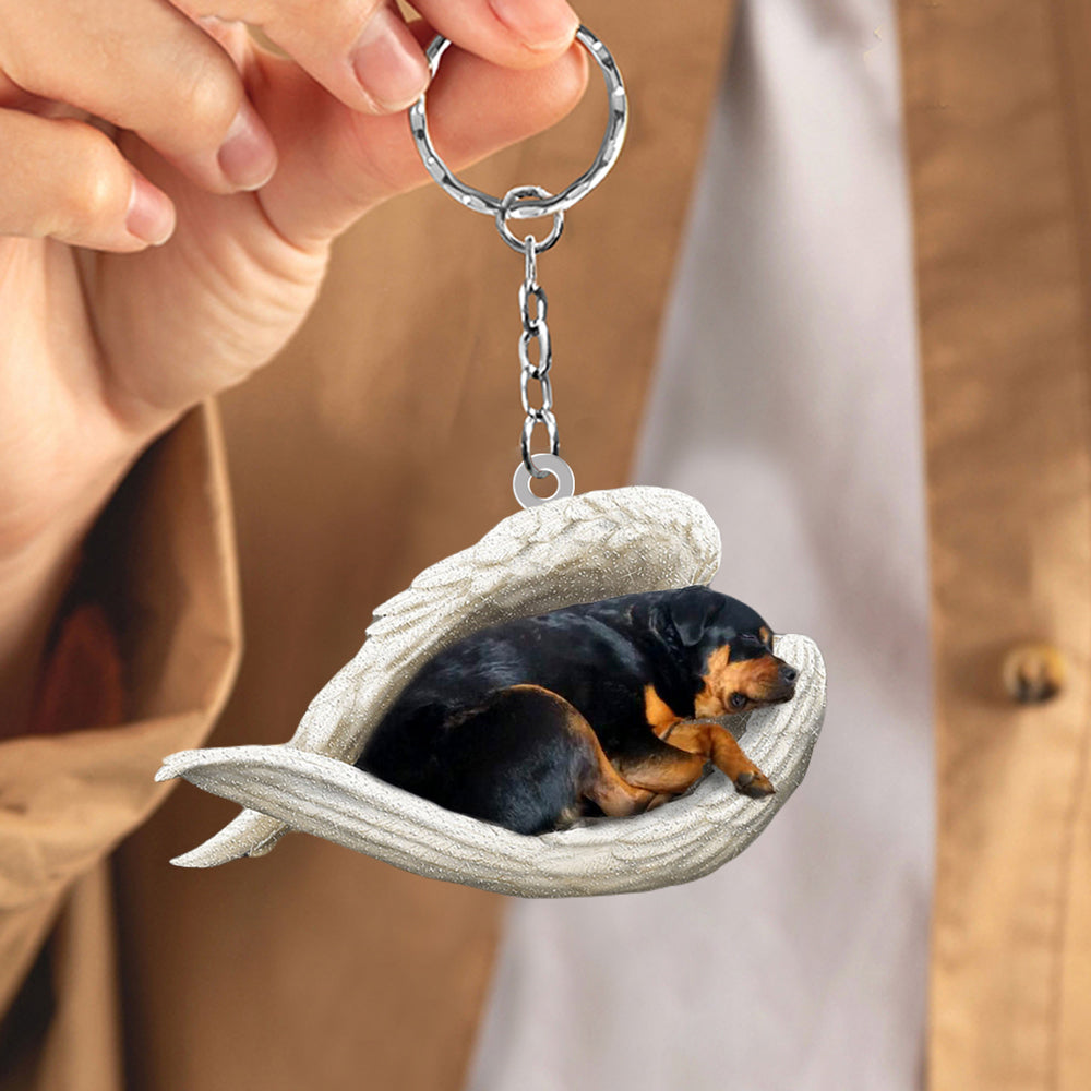 Rottweiler Sleeping Angel Acrylic Keychain Dog Sleeping keychain KO0232