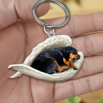 Rottweiler Sleeping Angel Acrylic Keychain Dog Sleeping keychain KO0232