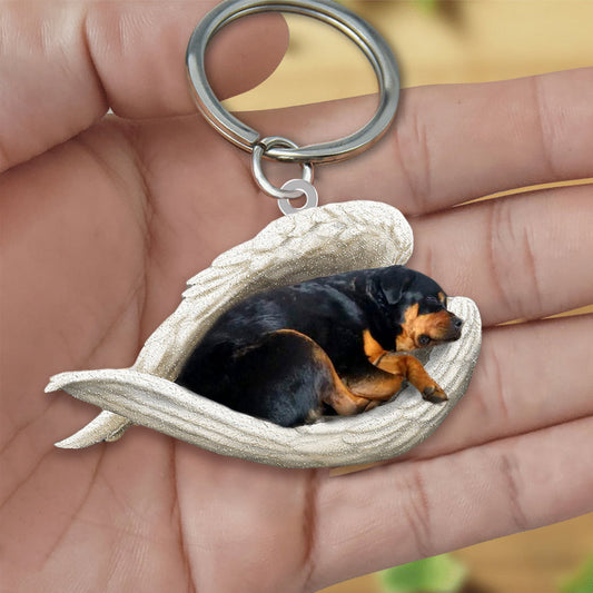 Rottweiler Sleeping Angel Acrylic Keychain Dog Sleeping keychain KO0232