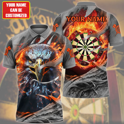 Dartboard Fire Eagle Polo Shirt Personalized Name 3D Shirt For Darts Player DMO0088