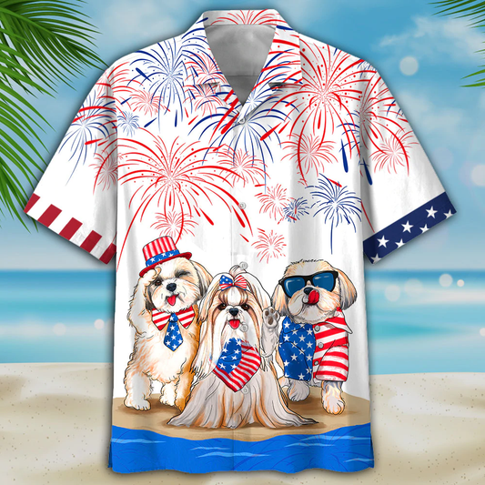 Shih tzu Hawaiian Shirts - Independence Day Is Coming, USA Patriotic Hawaiian Shirt HO0723