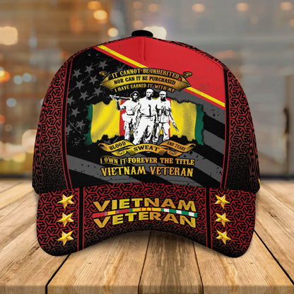 Personalized Vietnam Veteran Cap, It Cannot Be Inherited Nor Can It Be Purchased Hat for Dad SO0017