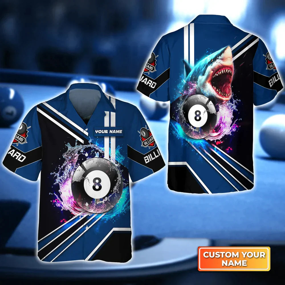 Shark Billiard Team Pool 8 Ball 3D Hawaiian Shirt, Billiard team shirt, Billiard shirt for men and women HO4120