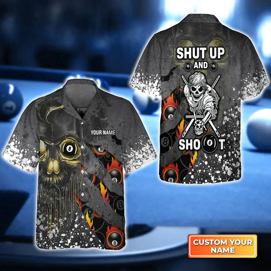 Tendpins Shut Up And Shoot Billiard Pool 8 Ball Personalized Name Hawaiian Shirt BIA0077