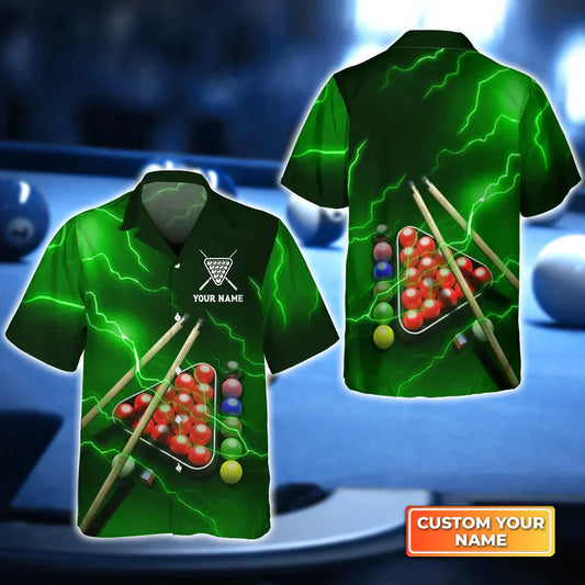 Snooker Thunder Lightning 3D Hawaiian Shirt, Billiard team shirt, Billiard shirt for men and women HO3840