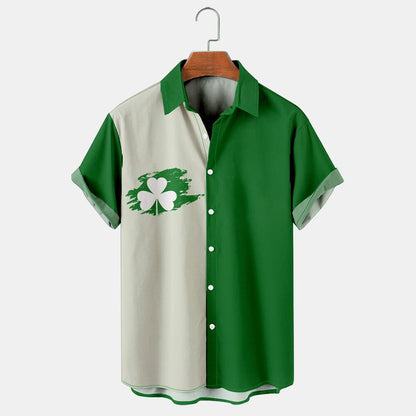 Holiday St. Patrick's Men's Bowling Shirts Shamrock Art Hawaiian Shirts, Patrick's day gift PO0097