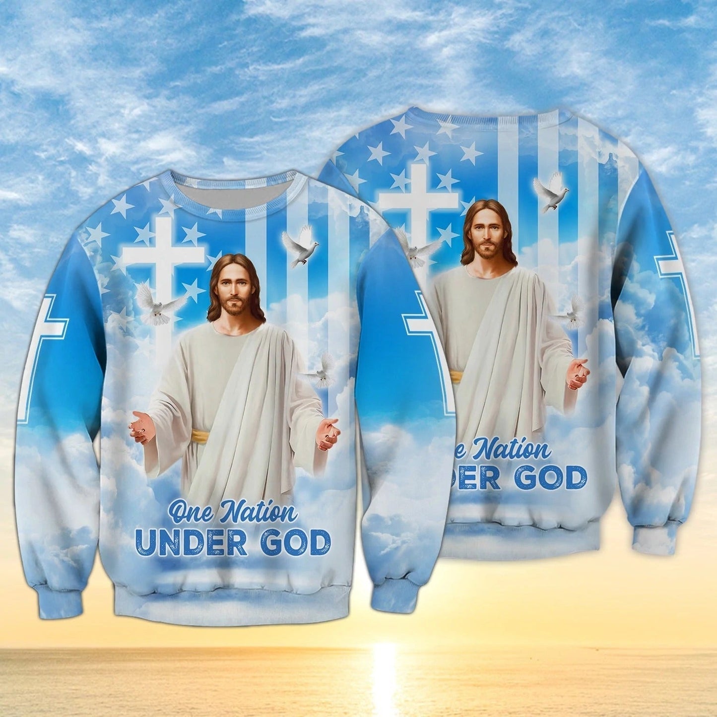 One Nation Under God 3D All Over Print Shirt Hoodie, 4Th Of July Patriotic 3D Hawaiian Shirt, Independence 3D Shirt TO0210