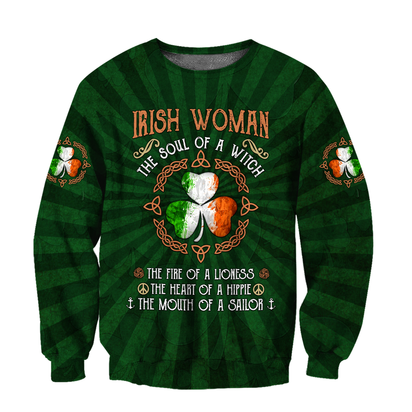 Irish Woman The Soul Of a Witch 3D Shirt, Shamrock Ireland Flag Shirt, Gif for Patrick's Day PO0291