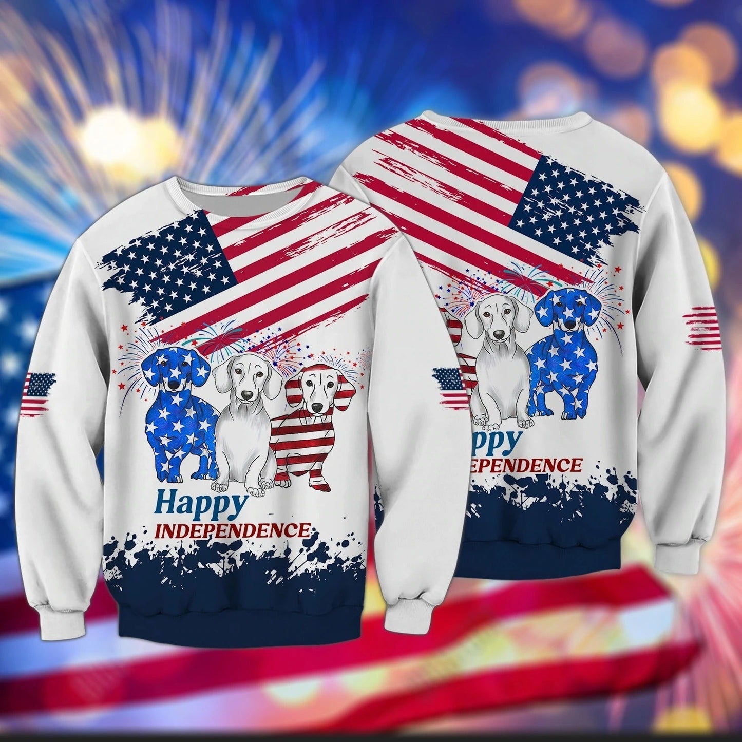 Happy Independence Day 3D All Over Print Shirt, Dog In Usa Flag 4Th Of July Hoodie 3D Bomber TO0142