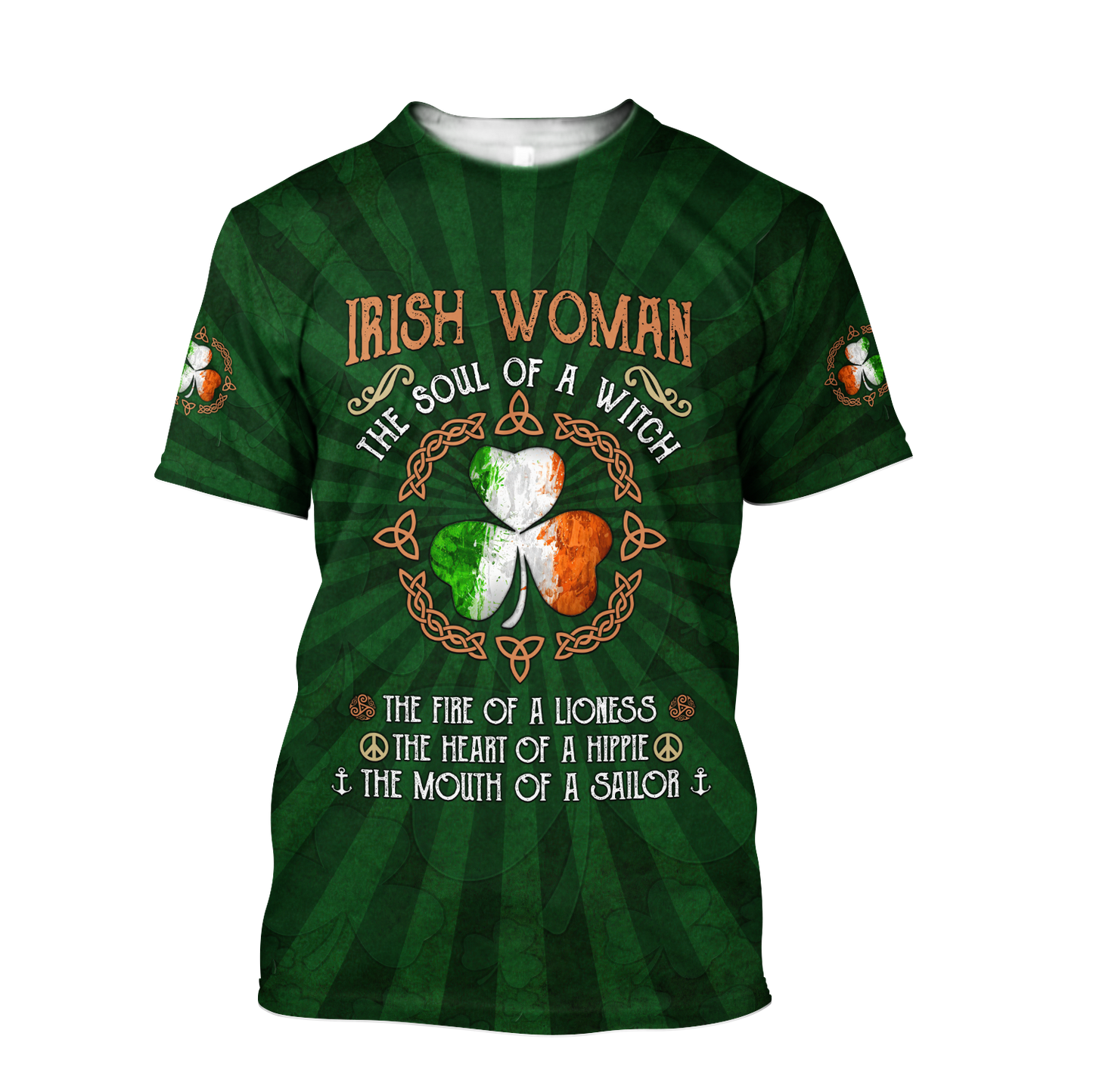 Irish Woman The Soul Of a Witch 3D Shirt, Shamrock Ireland Flag Shirt, Gif for Patrick's Day PO0291