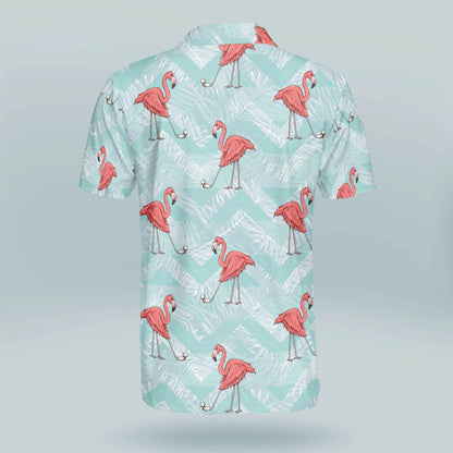 Flamingo Floral Summer Tropical Hawaiian Golf Polo Shirt GM0299