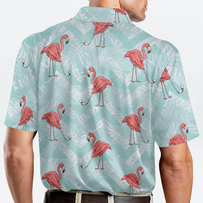 Flamingo Floral Summer Tropical Hawaiian Golf Polo Shirt GM0299