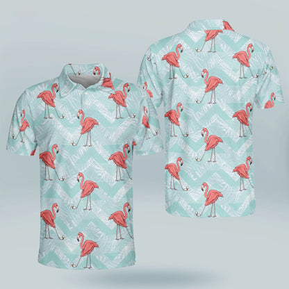 Flamingo Floral Summer Tropical Hawaiian Golf Polo Shirt GM0299