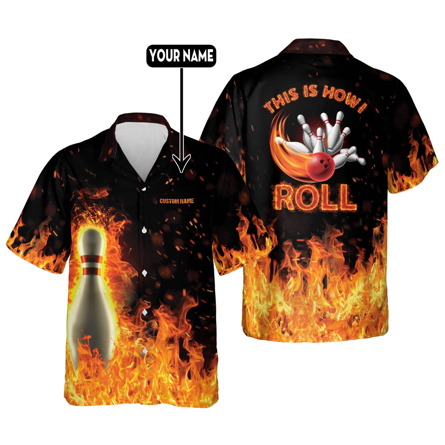 Flame Hawaiian Bowling Shirts HB0008