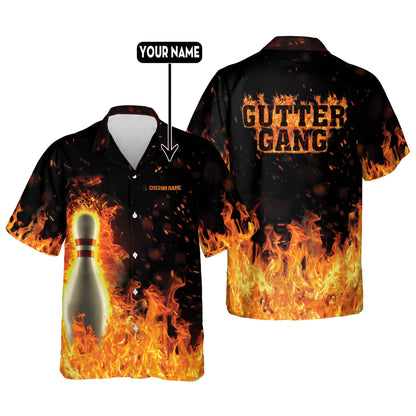 Flame Hawaiian Bowling Shirts HB0008