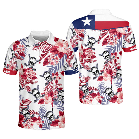 Texas Skull Floral Pattern Golf Polo Shirt GM0300