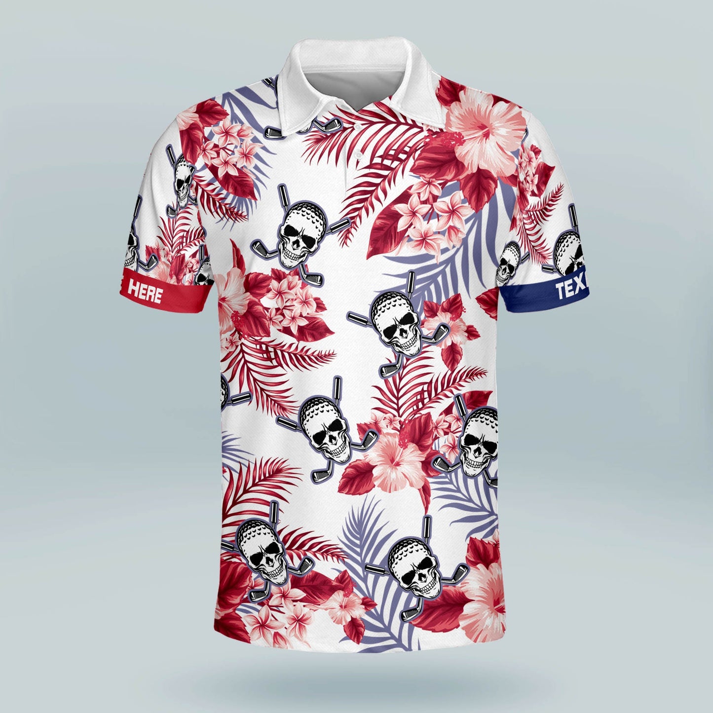 Texas Skull Floral Pattern Golf Polo Shirt GM0300