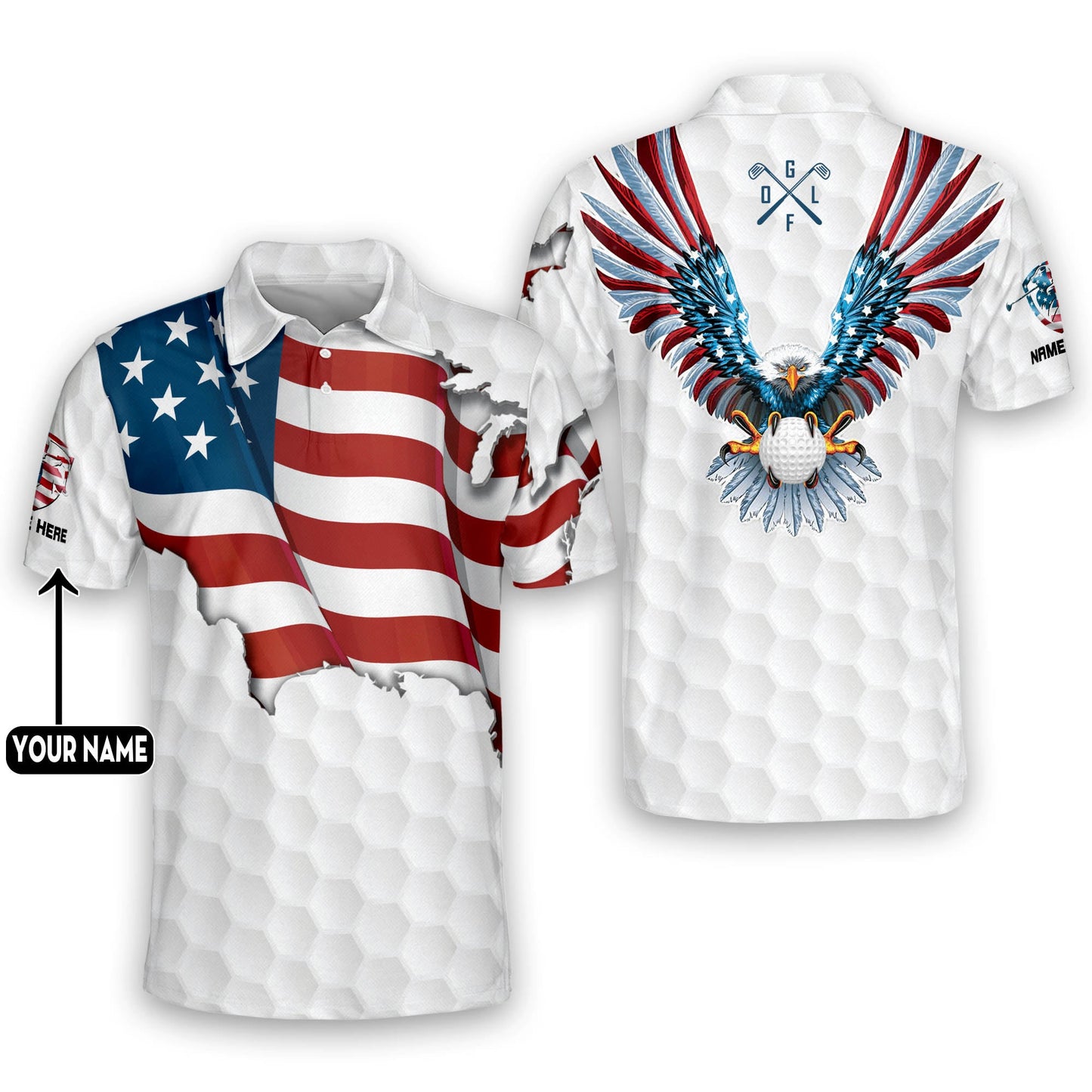 Proud Golf American Flag Golf Polo Shirt GM0099