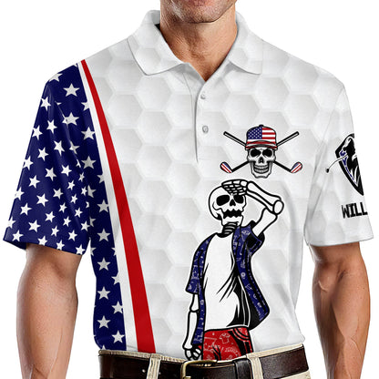 Your Hole is My Goal Tattoo Skull Golf Polo Shirt GM0012