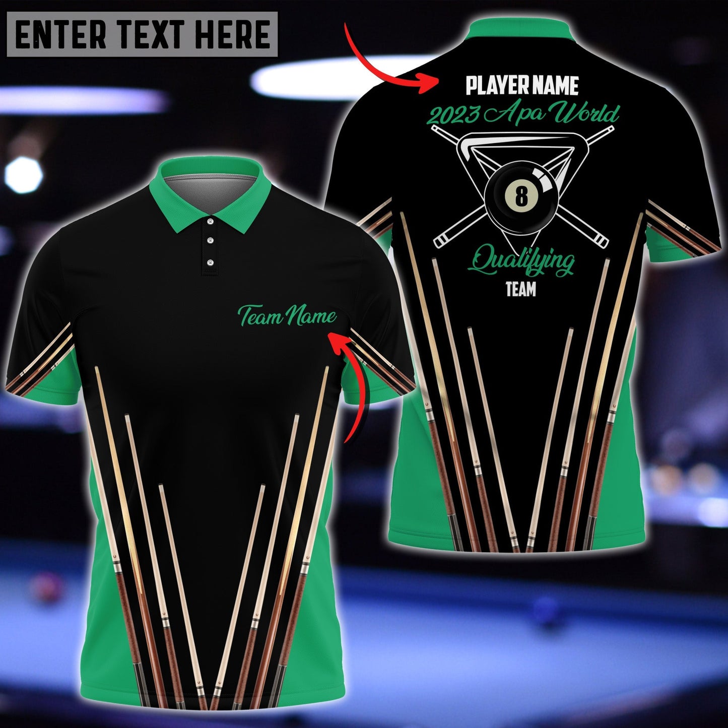 Tendpins 8 Ball Billiard 2023 APA World Personalized Name Shirt BIA0234