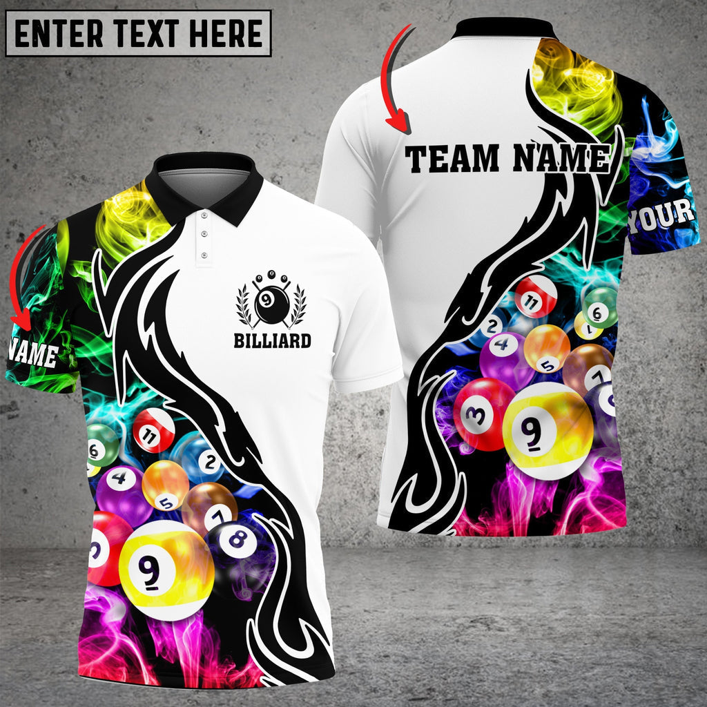 Tendpins Billiard 9 Ball Multicolor Smoke Pattern Customized Name 3D Shirt BIA0046