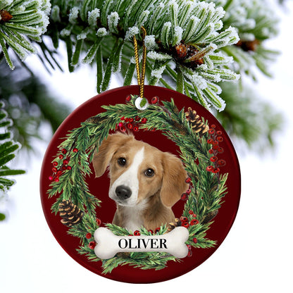 Custom Photo Lovely Pet Face - Christmas Gift For Pet Lovers, Pet Memorial - Personalized Circle Ceramic Ornament OW0002